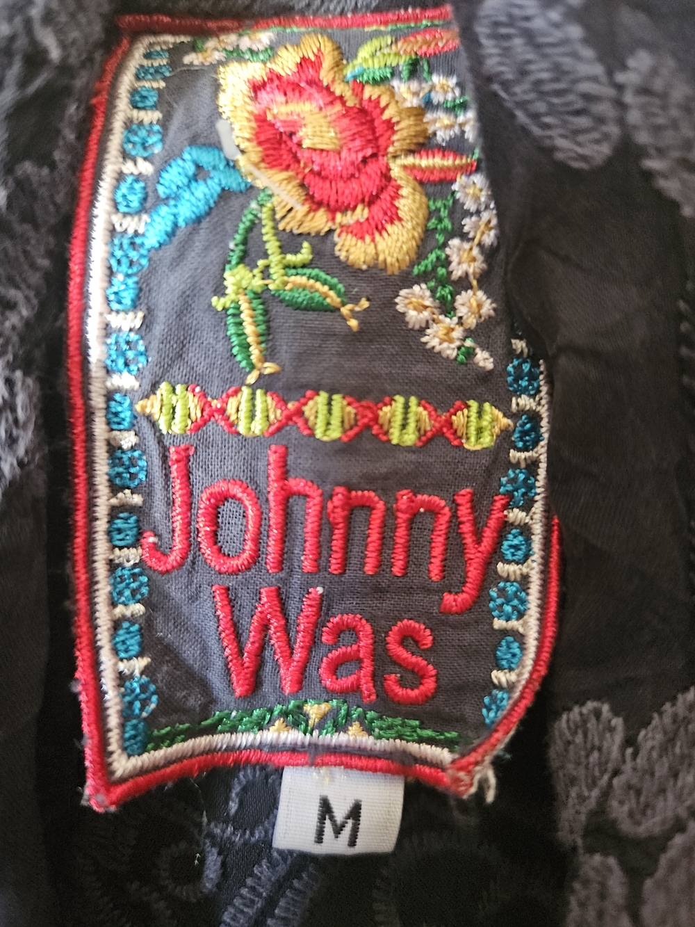 Johnny Was Black Sheer Embroidered Open Kimono Cape - Picture 5 of 5